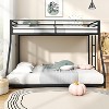 Zevemomo Twin Over Full Size Bunk Bed, Metal Low Profile Bunkbeds with Full-Length Guardrail and Ladder, Space Saving, No Boxing Spring Needed, Black - 2 of 4