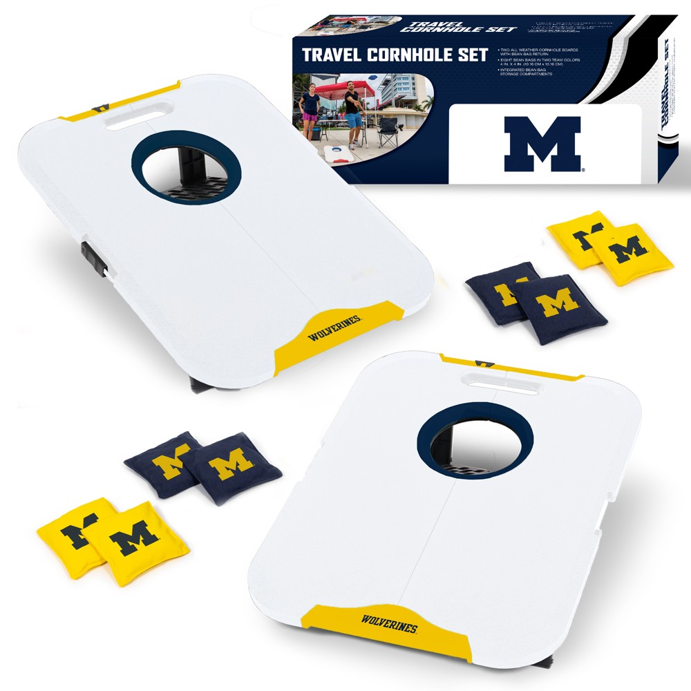 NCAA Michigan Wolverines All-Weather Travel Cornhole Set