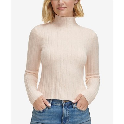 Calvin Klein Womens Ribbed Pullover Sweater, Pink, Large