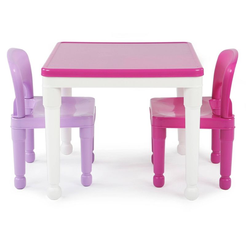 3pc Kids&#39; 2 in 1 Square Activity Table with Chairs and 100pc Building Blocks Pink/Purple - Humble Crew, 1 of 12