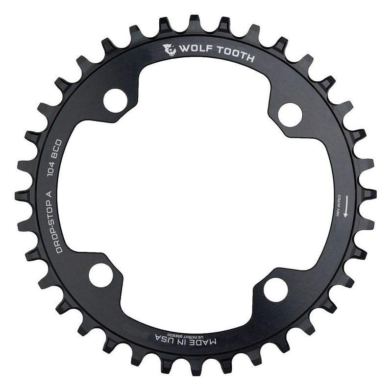 Wolf Tooth Drop Stop A Chainrings 36t 104 BCD 9/10/11/12-Speed 60g Aluminum Blk, 2 of 7