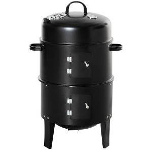 NicBex 16" 3-In-1 Food-Grade Stainless Steel Charcoal Smoker,2-Tier Vertical BBQ Grill Smoker with Bulit-in Thermometer,Idea for Paties,Backyard,Black - 1 of 4