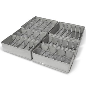 Wondersome Drawer Organizer for Clothes - 6-Pack of Underwear, Sock, Bra, Tie and Clothing Divider - Bedroom Shelf/Cabinet Storage Organization - 1 of 4