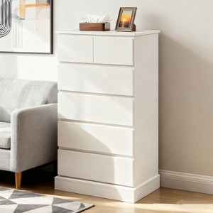 KTMBDW 6 Drawer Dresser for Bedrom,Tall White Chest of Drawers for Bedroom, Hallway, Modern 40.3" H X 25.9" W X16.5 D - 1 of 4