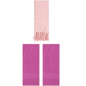 REGALWOVEN 3 Packs Solid Textured and Tassels Soft Absorbent Decorative Hand Towel - 1 of 4