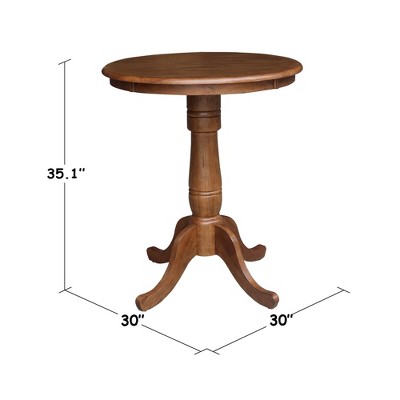Distressed Oak Round Extendable Bar Height Pedestal Table