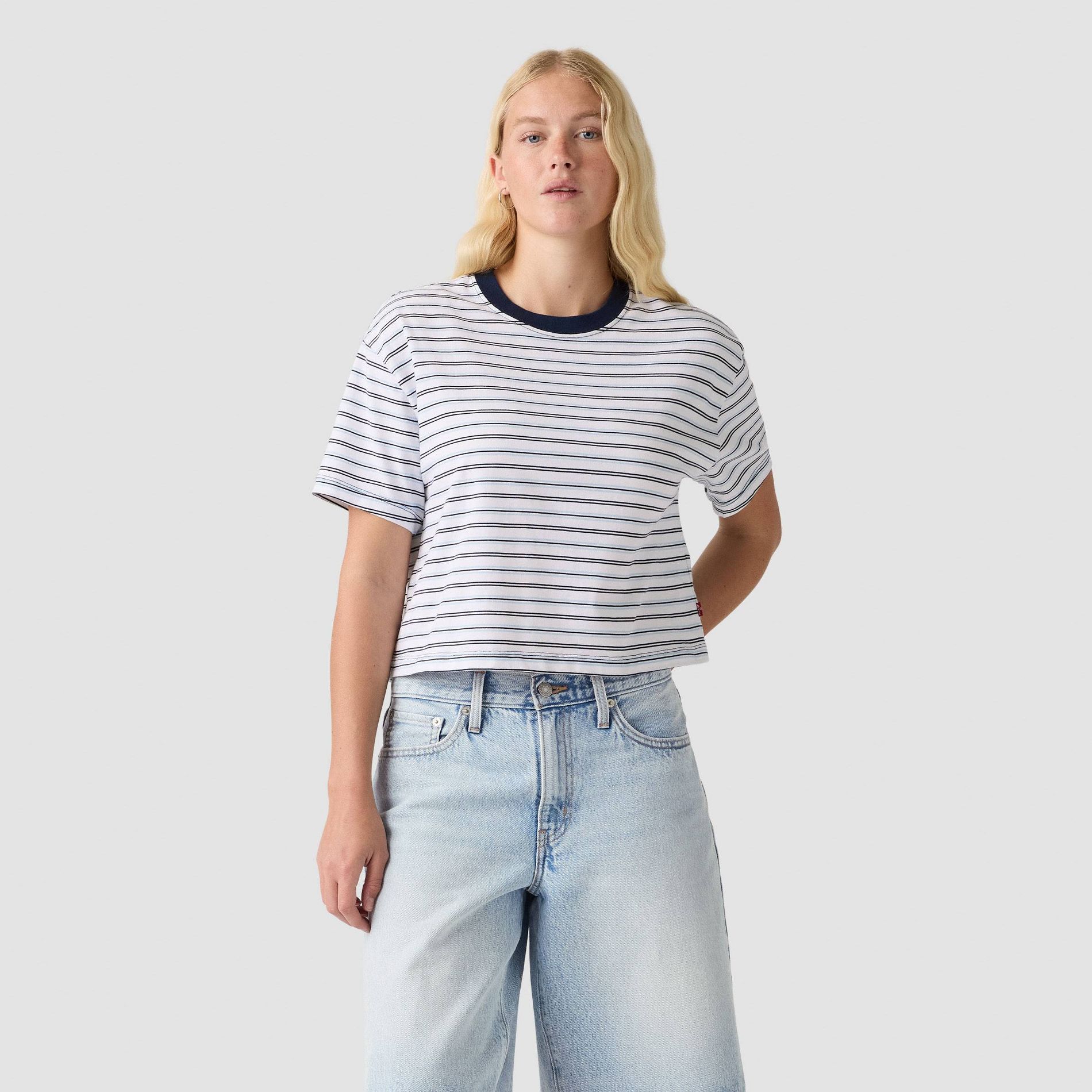 Levi's® Women's Shirts Cropped Anyday Tee - Blue Stripe