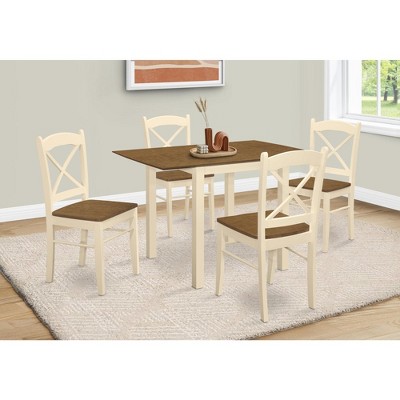 Oak and Cream Cross Back Transitional Side Chairs, Set of 2