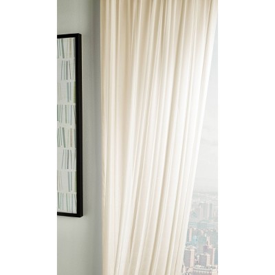 Ivory Sheer Pleated Rod Pocket 95" Window Panel