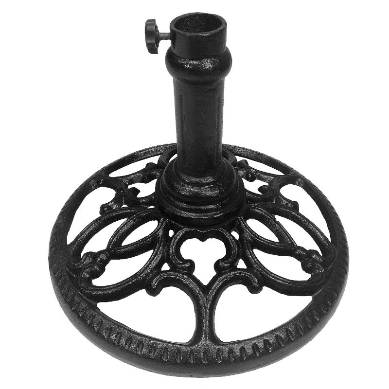 23lb Round Umbrella Stand Black - Oakland Living: Durable Cast Iron, Weather-Resistant, Powder-Coated Finish, Fits Most Umbrella Poles, 1 of 6