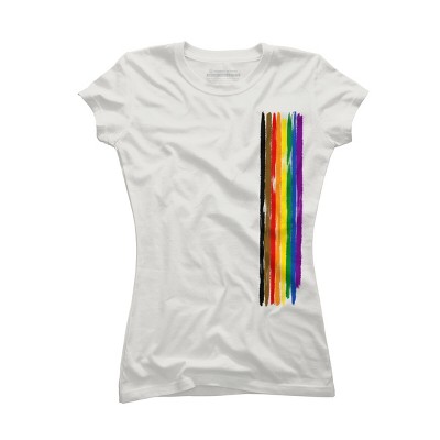 Adult Design By Humans Pride Rainbow Vertical Stripe By alphalezbean T-Shirt