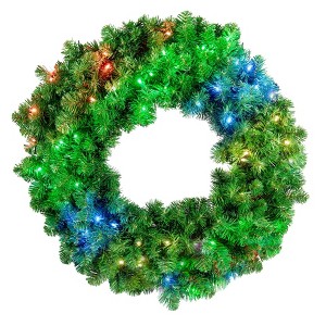 Novelty Lights LED Pre-Lit Artificial Christmas Wreath, Colorado Pine Greenery, Christmas Decoration - 1 of 4