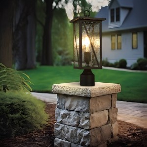 LNC 16.5" Square Farmhouse Outdoor Post Uplight Lamp Matte Black: Weather-Resistant, Metal Body, 60W, Electric Powered - 1 of 4