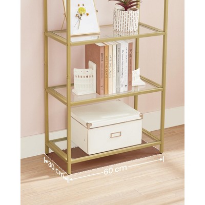 Gold 5-Tier Steel Frame Open Back Bookcase