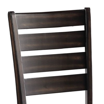 Espresso Ladderback Side Chair Set with Black Upholstery