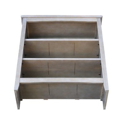 Transitional Solid Wood Adjustable 3-Shelf Bookcase in Washed Gray Taupe