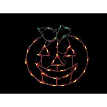 Northlight 14" Jack-O-Lantern Double Sided Halloween Window Silhouette Decoration - Orange/Green