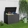 MAYEERTY 45 Gallon Large Capacity Outdoor Deck Box for Patio Furniture Cushions, Pillow with Wheels, Black - 3 of 4