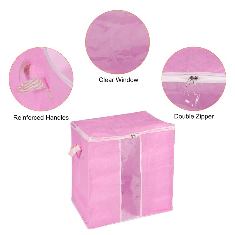 Unique Bargains Foldable Clothes Storage Bags with Reinforced Handle for Clothes Bedding Blankets, 4 of 7