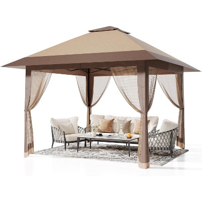 13x13 Pop Up Canopy Tent, Instant Portable Shelter for Outdoor Backyard Parties Heavy Duty Foldable Gazebo with Mosquito Netting with Carrying Bag