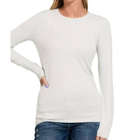 Women's Back To Basic Round Neck Long Sleeve - ZENANA - image 1 of 1