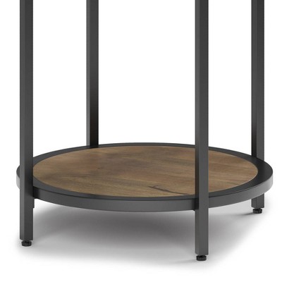 Alrich 18" Warm Grey Round Wood and Metal Side Table