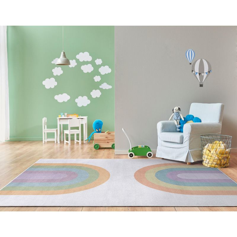 Well Woven Rainbow Watercolor Apollo Kids Collection Multi Color Area Rug, 3 of 9