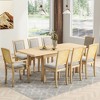9-Piece Dining Set with Extendable Table, 6 Upholstered Armless Chairs and 2 Padded Arm Chairs - 3 of 4
