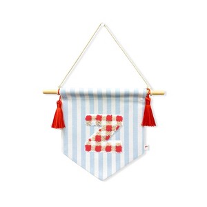 Ramus & Co. "A B C" Blue Striped Create-Your-Own Banner with Red Tassels and Chenille Letter Patch - 1 of 3