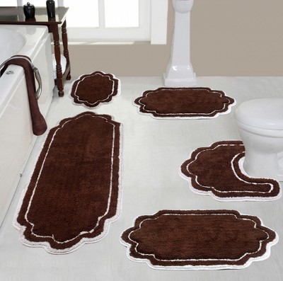 Set Of 5 Allure Collection Brown Cotton Tufted Bath Rug Set - Home Weavers : Target
