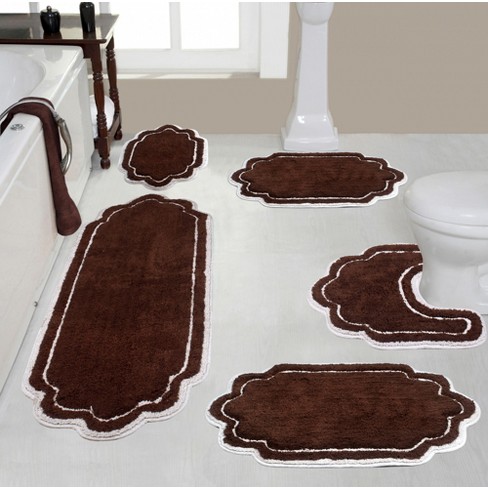 Set Of 5 Allure Collection Brown Cotton Tufted Bath Rug Set - Home ...
