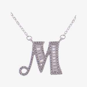 Anna-Kaci Silver Tone Initial Letter Pendant Necklace with Crystal Rhinestone Accents - 1 of 4