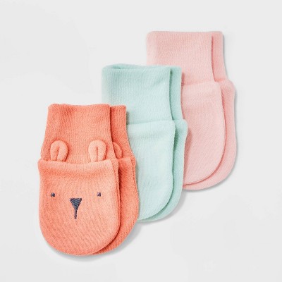 Image of Baby Girls' 3pk Basic Mittens - Cloud Island™ Coral Pink