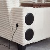 PAGED Single Sofa with Ottoman, Fluffy Corduroy Sofa with Bluetooth Speaker, USB Ports,180°Rotating Table Board for Living Room - 4 of 4