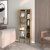 Vynxaria Modern White Melamine Bookcase 10-Shelf, Open Storage, Natural Oak Finish, Sleek Rectangular Design - 2 of 4
