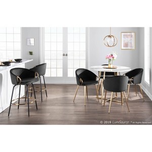 Set of 2 Claire Dining Chairs Gold/Black Velvet - LumiSource: Rounded Low Backrest, Padded Seat, Steel Frame - 1 of 4