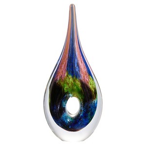 Luxury Lane Hand Blown Abstract Hollow Tear Drop Sommerso Art Glass Sculpture - 1 of 4