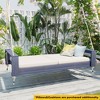 Rustic Twin Size Outdoor Acacia Wood Porch Swing Daybed with 98" Hemp Ropes, Hanging Patio Swing - 2 of 4