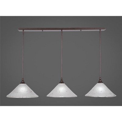 Toltec Lighting Any 3 - Light Chandelier in  Bronze with 12" Frosted Crystal Shade