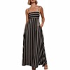 Clotth Women Spaghetti Strap Sleeveless Dress Summer Striped A-Line Dress Backless Smocked Boho Flowy Sundress for Vacation Cocktail and Beach,Black - 2 of 4