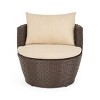 3-Piece Boho Outdoor Chat Set, Faux Wicker Club Chairs with Beige Cushions, Round End Table with Tempered Glass Top-The Pop Home - 4 of 4