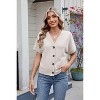 Clearlove Womens Summer Tops Waffle Front Knit Button Down Shirts Short Sleeve Casual Shacket Jacket Dressy Blouses - 3 of 4