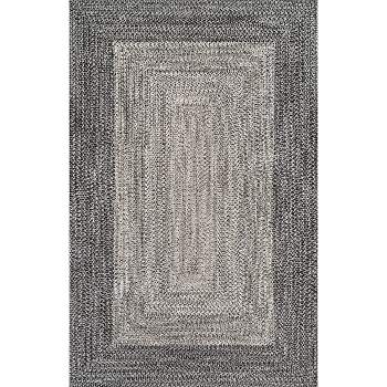 6' Round Braided Outdoor Rug Charcoal Gray - Threshold™