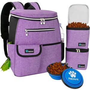 PetAmi Dog Travel Bag Backpack, Puppy Diaper Bag Supplies, Pet Camping Essentials Hiking Accessories, Food Container, Collapsible Bowls - 1 of 4