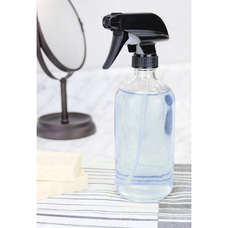 Cornucopia Brands 16oz Clear Glass Spray Bottles; 3-Setting Sprayer Tops and Chalk Labels, 2 of 7