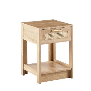NicBex Nightstand with Rattan Drawers,Modern Bedside Table with Bottom Open Storage Shelf for Bedroom,Living Room - 1 of 4