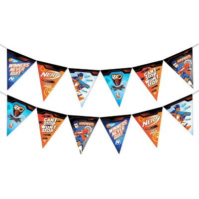 Treasures Gifted Nerf Birthday Banner Pennant - Nerf Party Supplies - 2 Pack