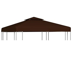 vidaXL Gazebo Covers, 2-Tier Canopy Top Replacement, Sunshade for Garden Patio Beach, Outdoor Gazebo Cover with Durable Polyester Fabric, Brown - 1 of 4