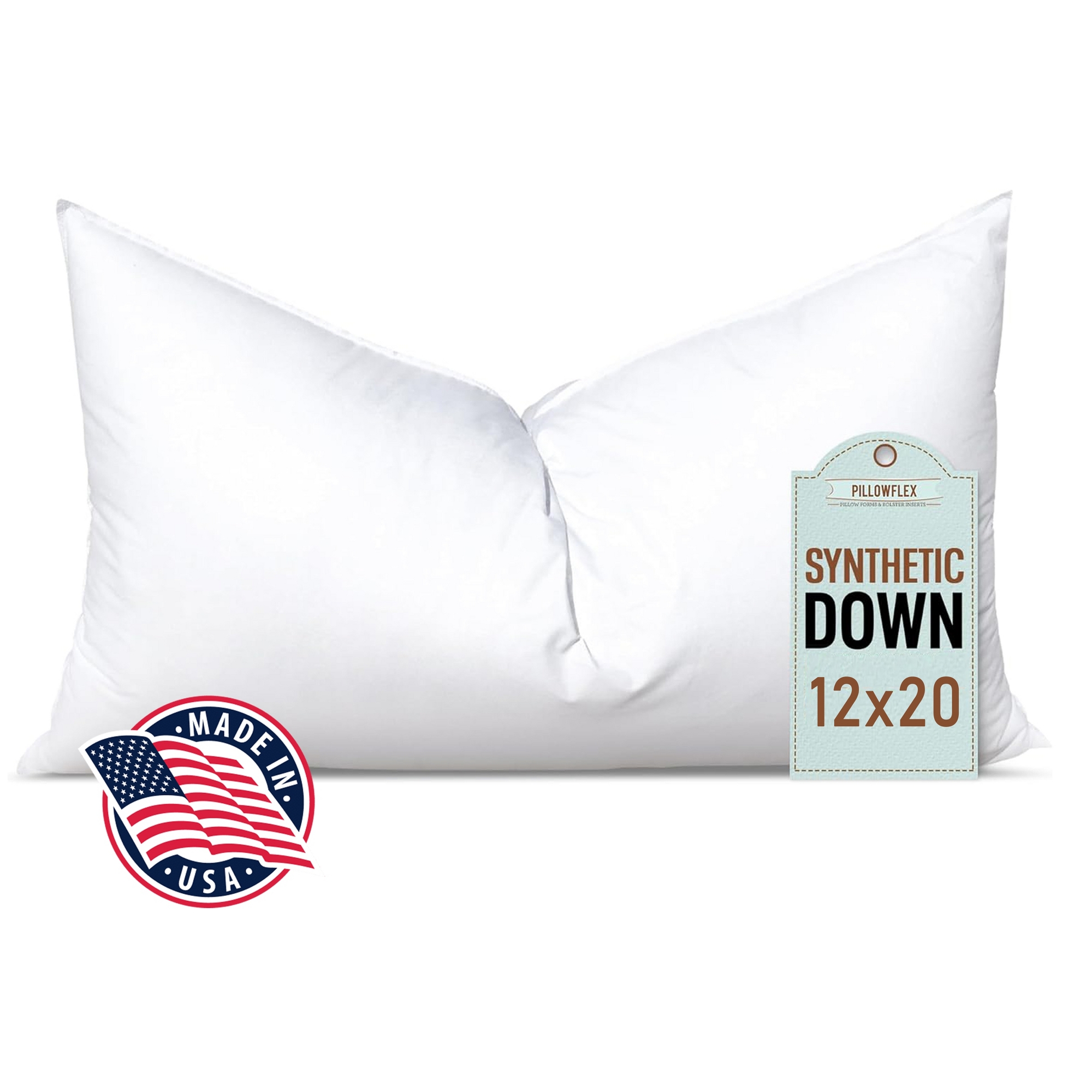 Pillowflex 12"x20" Synthetic Down Alternative Pillow Insert White Rectangle Lumbar Chop
