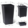 Planter Set of 2, Indoor ＆ Outdoor Black Taper Planter with Shelf Insert, Self-Absorbing Plastic Flower Pots, Large Resin Plant Pots - 2 of 4